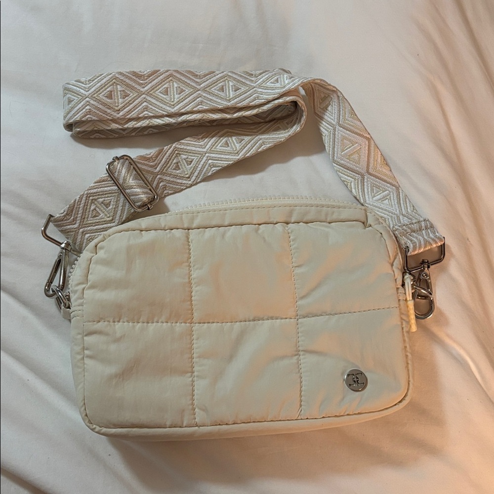 Cream Quilted Crossbody Bag